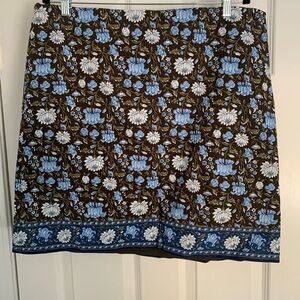 Talbots Blue and Brown Floral Mini Skirt